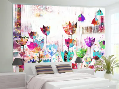 Immagine prodotto di Carta da parati in tessuto non tessuto, motivo astratto con fiori colorati e tulipani, dimensioni 400x280 cm – Carta da parati moderna, ideale per soggiorno, decorazione murale, corridoio, ufficio. Codice prodotto: 10110901-10