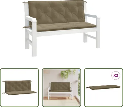 Obrázek produktu pro The Living Store Polštáře na zahradní lavici 2 ks. Melange Taupe 120x50x7 cm látka