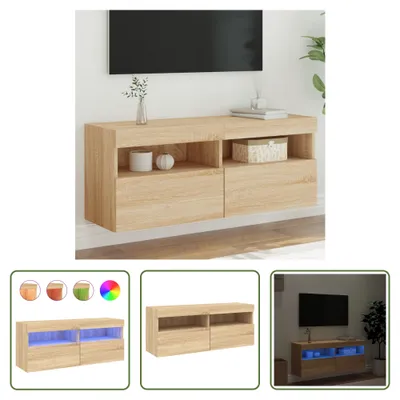 Immagine prodotto di The Living Store Parete TV con luci LED Rovere Sonoma 100x30x40 cm
