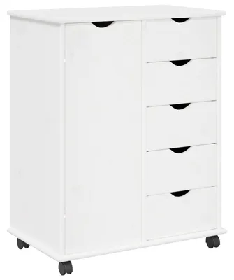 Zdjęcie produktu dla Rolkast na kółkach z litego drewna sosnowego - 63,5 x 39 x 79 cm