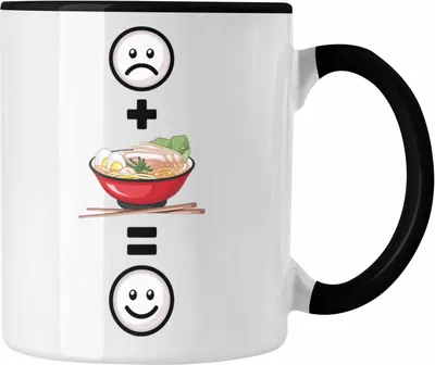 Produktbild von Trendation - Ramen Tasse Geschenk für Ramen Liebhaber Asiatisch  :( + Ramen = :) Lustige Geschenkidee Geburtstag (Schwarz)