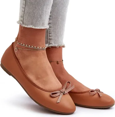 Zdjęcie produktu dla Baleriny Eko Skórzane Z Kokardką Camel Sandelal 38