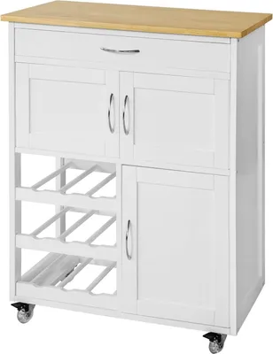 Obrázok produktu pre SoBuy vozík na kolieskach Servírovací kuchynský vozík, nábytok Kuchynská skrinka na kolieskach L67cmxH87cmxD37cm