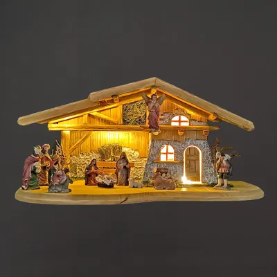 Produktbild von Holzkrippe mit Figuren 54 cm