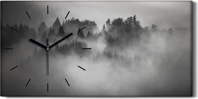Produktbild von Wohnzimmer-Bild Leinwand Uhr Kunstdruck 60x30 Bild Kunst Schwarz Weiß Landschaft - schwarze Hände