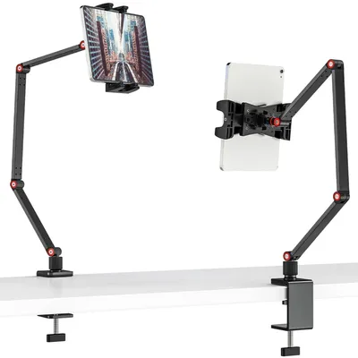 Immagine prodotto di Supporto per tablet da tavolo, rotazione a 360°, regolabile, con braccio lungo, compatibile con dispositivi da 4,7" a 12,9"