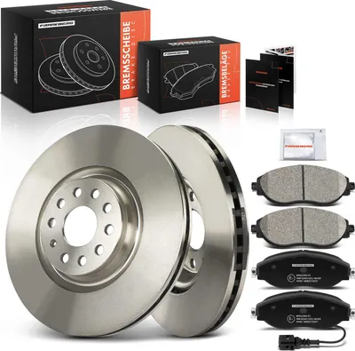 Produktbild von Frankberg 2x Bremsscheiben 4x Bremsbeläge Vorderachse für Audi A3 Seat Leon SC ST Skoda Octavia III Combi Superb Kombi