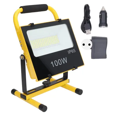 Obrázok produktu pre Vonkajšie záplavové svetlo Nabíjateľné LED svetlo IP65 Vodotesná prenosná lampa 100W 9000LM 6500K