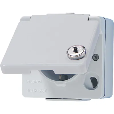 Produktbild von JG APWG WG 600 Schuko-Steckdose 620WSL mit Sicherheitsschloss grau