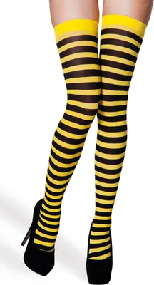 Produktbild von Halterlose Ringel Strümpfe "Honigbiene" für Damen | Schwarz Gelb