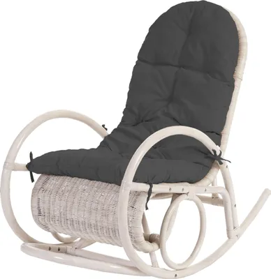 Produktbild von Schaukelstuhl Queluz, Schwingsessel Rattansessel, weiß  Auflage grau