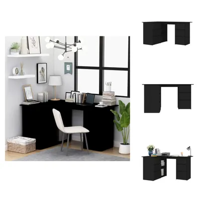 Obrázek produktu pro vidaXL Rohový psací stůl černý 145x100x76 cm materiál na bázi dřeva - Psací stoly