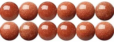 Immagine prodotto di Sfere rotonde in pietra semipreziosa dorata da 6 mm con filo da 38 cm