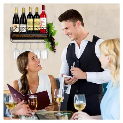 Produktbild von Weinregal Wand mit Glashalter,Weinregale Metall weinflaschenhalter weinhalter(Bronze)