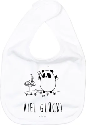 Produktbild von Mr. & Mrs. Panda Lätzchen Panda Glück - Weiß - Geschenk, Babylätzchen, Sabberlätzchen, Sabber, Baumwoll, Für Babys