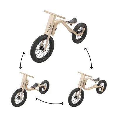 Image de leg&go Draisienne 3-en-1 en Bois, pour bebe 1 à 5 Ans, 12 pouces, Transformable