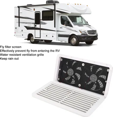 Image de Ventilateur latéral à fermeture éclair 350 x 186 mm, DC12 V, 4,8 W, double ventilation pour camping-cars, remorques, caravanes