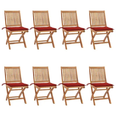 Produktbild von The Living Store Klappbare Gartenstühle mit Kissen 8 Stk. Massivholz Teak
