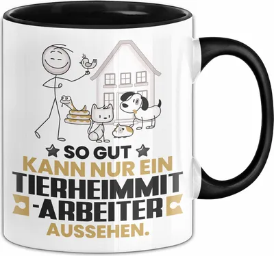 Produktbild von Tierheimmitarbeiter Geschenk Tasse So Gut Kann Nur Ein Tierheimmitarbeiter Aussehen Geschenkidee Kaffee-Becher (Schwarz)
