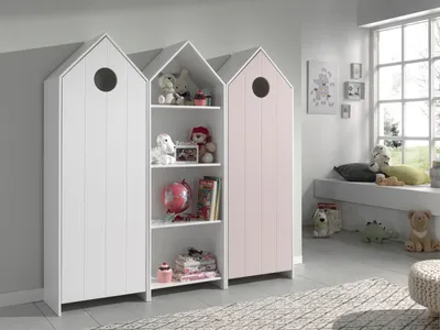 Produktbild von CASAMI Set 3-tlg. best. aus: Schrank 1-trg. mit Front in Weiß, Regalschrank, Schrank 1-trg. mit Front in Pink