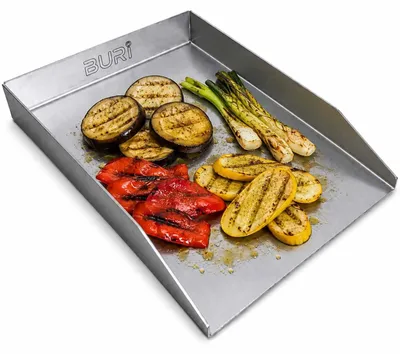 Produktbild von Plancha offen Grillplatte 30x20 cm Edelstahl 2 mm mit offener Vorderseite BBQ