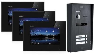 Produktbild von Aufputz Video Türsprechanlage BALTER EVO 2-Draht BUS Komplettsystem für 3-Familienhaus Schwarz Schwarz