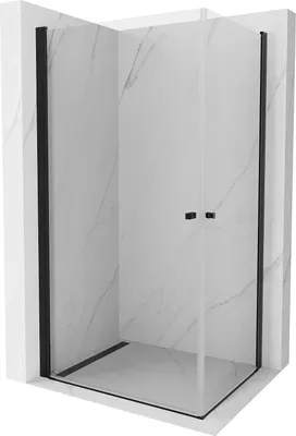 Image de Mexen Pretoria Duo cabine de douche avec porte battante 80 x 70 cm, Transparent, Noir - 852-080-070-70-00-02