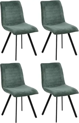 Produktbild von Polsterstühle - Dunkelgrün - Schwarz - Cord - Metallgestell - 4er Set