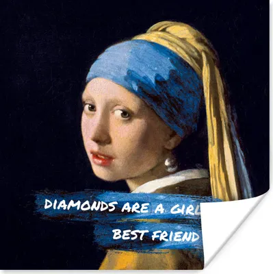 Produktbild von MuchoWow® Poster Vermeer - Das Mädchen mit dem Perlenohrring - Zitat 50x50 cm - Wohnzimmerdekoration