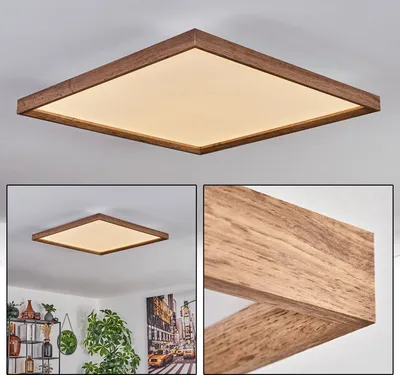 Produktbild von Pudiano Deckenleuchte aus Metall/MDF/Kunststoff in Schwarz/Holzoptik/Weiß
