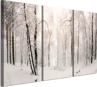 Zdjęcie produktu dla LUMASOUL Obraz na płótnie 90x60 cm, Motyw zimowy 3, obraz na ścianę w drewnianych ramach, salon i sypialnia, 3 części