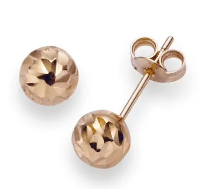 Produktbild von 6mm Kugel Ohrstecker Stecker Ohrschmuck 585 Gold Rotgold diamantiert Damen