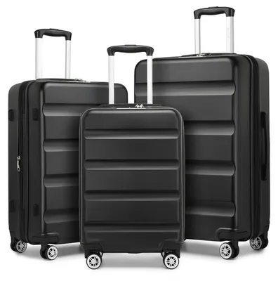 Productafbeelding van Reiskoffer - Harde koffer - Set van 3 - Lichtgewicht - TSA-slot - 4 zwenkwielen - 48/61/71 cm - Zwart