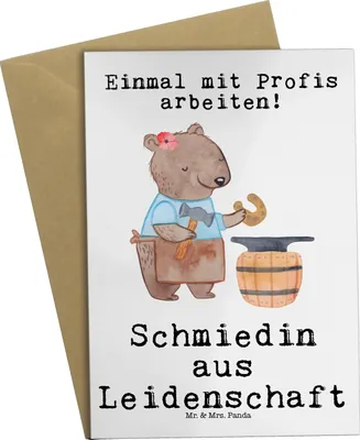 Produktbild von Mr. & Mrs. Panda babykarte Schmiedin Leidenschaft - Weiß - Geschenk, osterkarten, einladungskarten, Grußkarte, weihnachtskarten, hochzeitskarten, Grußkarten