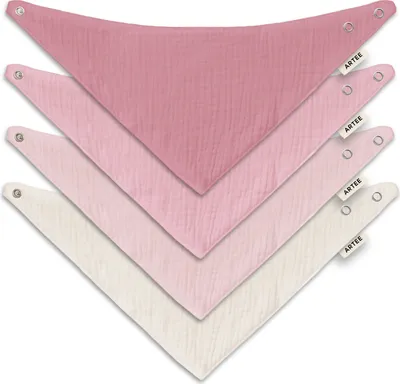 Produktbild von Musselin Baby und Kleinkind Halstücher Set 4 Stück Dreieckstücher Spucktücher Baumwolle Lätzchen