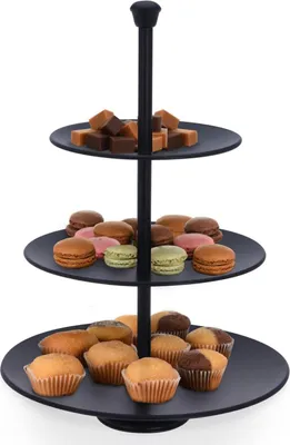 Produktbild von Schwarze Etagere mit 3 Etagen für Partys und Dekoration, Ø 25 cm