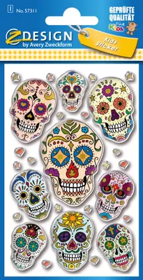 Produktbild von AVERY Zweckform ZDesign KIDS Puffy-Sticker "Totenkopf" 1 Blatt à 27 Etiketten