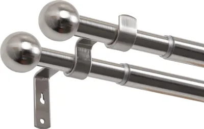 Produktbild von Mardom Home | Gardinenstange - Kugel - Silber - Ausziehbar 120-210 cm - Vorhangstange Ø 19/16 mm - 2-läufig - Komplettstilgarnitur - für Gardinen