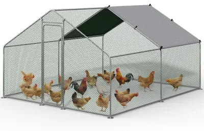 Produktbild von VOUNOT® Metall Hühnerstall Hühnerhaus Freilaufgehege mit PE-Farbtuch 3x3x2m