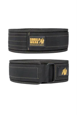 Produktbild von Gorilla Wear 4 Zoll Nylon-Gewichthebergürtel - Schwarz/Gold - L/XL