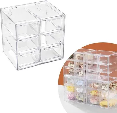 Produktbild von Unyqoos® stapelbare Kunststoff-Schubladenbox mit 6 transparenten Schubladen, Verriegelung – für Büro, Schminktisch & Bastelbereich