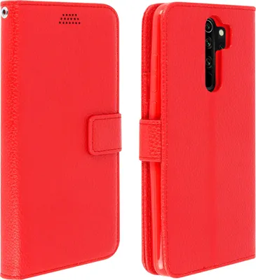 Produktbild von Xiaomi Redmi Note 8 Pro Flip-Cover mit Kartenfächern & Standfunktion – Rot