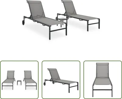 Produktbild von The Living Store Sonnenliegen 2 Stk. mit Tisch Textilene und Stahl