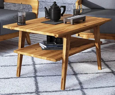 Produktbild von Couchtisch Otago 06 Wildeiche massiv geölt - Abmessungen: 80 x 80 x 50 cm (B x T x H)