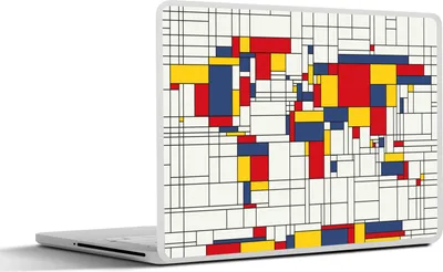 Produktbild von MuchoWow® Laptop Aufkleber Sticker Cover Weltkarte - Mondrian - Farben - Kinder - Junge - Mädchen - Kinder 40x30 cm - Laptop Dekoration - Selbstklebend