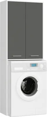 Obrázek produktu pro Akord Koupelnová skříňka na pračku dvoudveřová bílá/šedá (grafit) 64x30x180