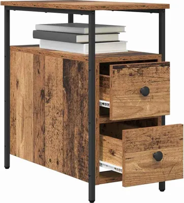 Produktbild von Möbel Nachttisch Elegantes Design - Beistelltisch - Nachtschrank - mit Schubladen Altholz 30x60x60 cm Holzwerkstoff Top9506627