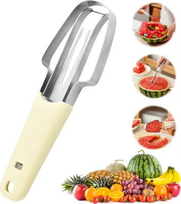 Produktbild von Drei-in-eins-Wassermelonschneider für Wassermelone, Cantaloupe und Papaya - Multifunktions-Fruchtkneter für Schneiden und Ausbohren
