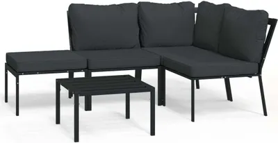 Produktbild von vidaXL 5-tlg. Garten-Lounge-Set mit Grauen Kissen Stahl