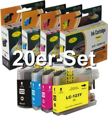 Produktbild von D&C Tintenpatronen ersetzt Brother L-123x-20er Set (BK/C/M/Y)